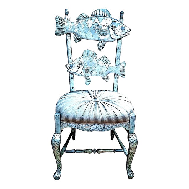 MacKenzie-Childs Pearlescent “Fantasy Fish” Accent Chair For Sale