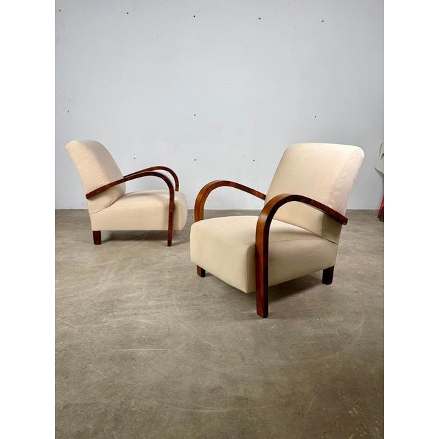 Vintage Art Deco Lounge Chairs in Fabric, 1930s, Set of 2 For Sale - Image 4 of 11