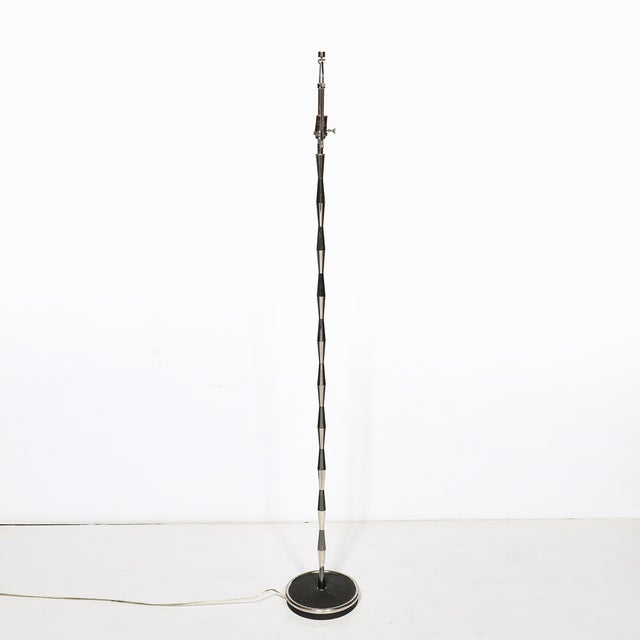 1960s Pair of MidCentury Geometric Polished Nickel & Gunmetal Floor Lamps by Gio Ponti For Sale - Image 9 of 15