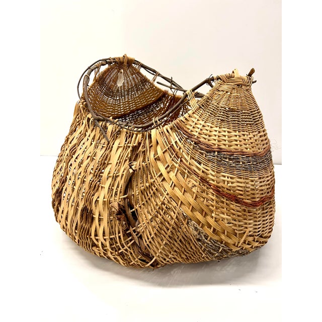 Wood 1980s Sculptural Large Organic Reed and Willow Woven Basket For Sale - Image 7 of 8
