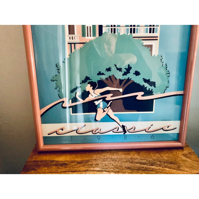 Mid-Century Modern 1986 New Orleans Crescent City Marathon Framed Poster For Sale - Image 3 of 7
