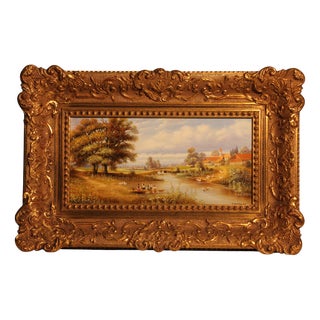 Josef Hofbauer II, Village Idyll, 20th Century, Oil on Wood, Framed For Sale