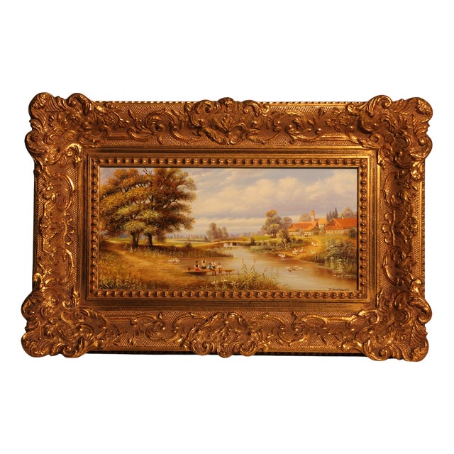 Josef Hofbauer II, Village Idyll, 20th Century, Oil on Wood, Framed For Sale