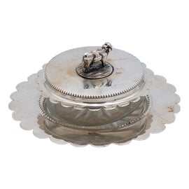 Silver Butter Dish with Glass Container For Sale