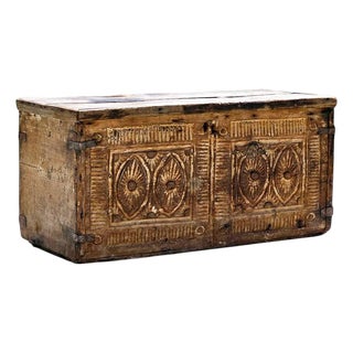 Antique Hand-Carved Trunk / Blanket Chest For Sale