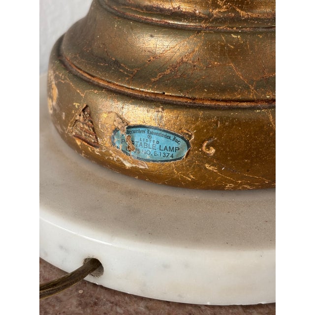 Late 19th Century Antique Neoclassical Figural Candelabra Table Lamp, Featuring a Cherub or Putti Figurine Holding a Candelabra, on a Marble Base For Sale - Image 5 of 12