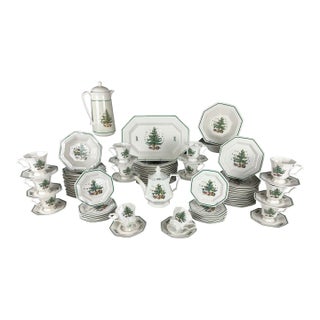 Vintage 1990s Nikko Christmastime 77-Piece Fine Ironstone Dinnerware & Serving Set - Service for 12 For Sale