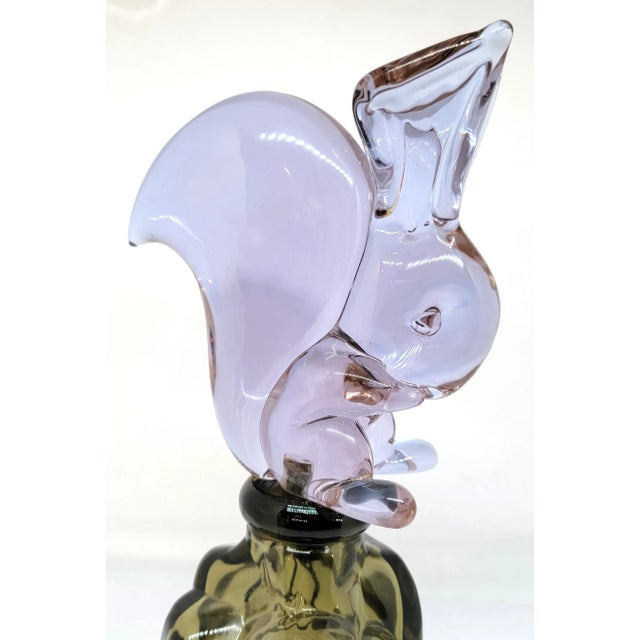 Lavender Archimede Seguso for Girolamo Luxardo Alabastro Murano Squirrel 1960's Decanter Glass Sculpture Signed For Sale - Image 8 of 12