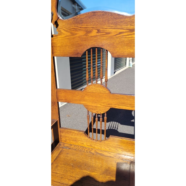 Wood 19th Century Oak Hall Chair and Coat Rack For Sale - Image 7 of 10