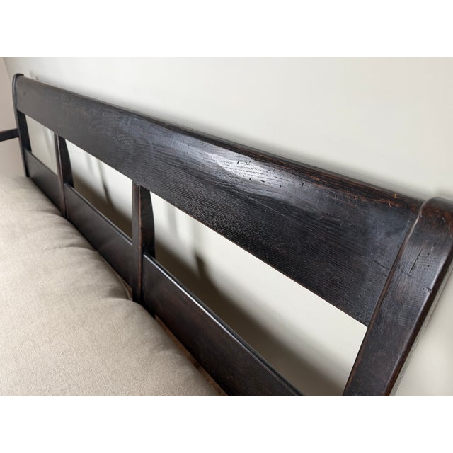 Brown Antique English Oak Three-Seat Bench, Late 19th Century For Sale - Image 8 of 10