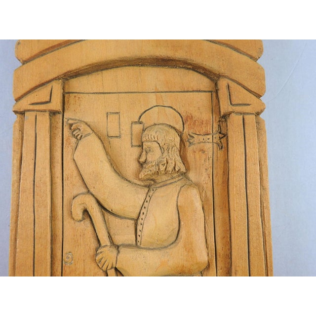 Rustic 1950s Fritz Rummler Hand Carved Wood Texas Folk Art Retablo Sculpture For Sale - Image 3 of 4