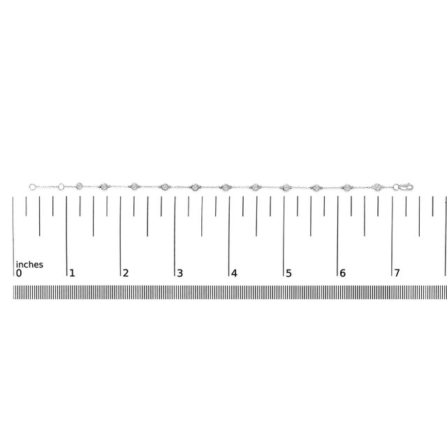 Early 21st Century 14K White Gold 1/2 Cttw Bezel Set Lab Grown Diamond Station Bracelet For Sale - Image 5 of 5