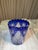 Royal Blue 1960s German Cut to Clear Cobalt Oval Starburst Vase For Sale - Image 8 of 12