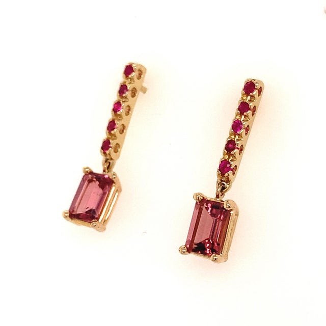 2010s Rubellite Tourmaline Ruby Earrings 14k Gold 1.25 TCW Certified For Sale - Image 5 of 18