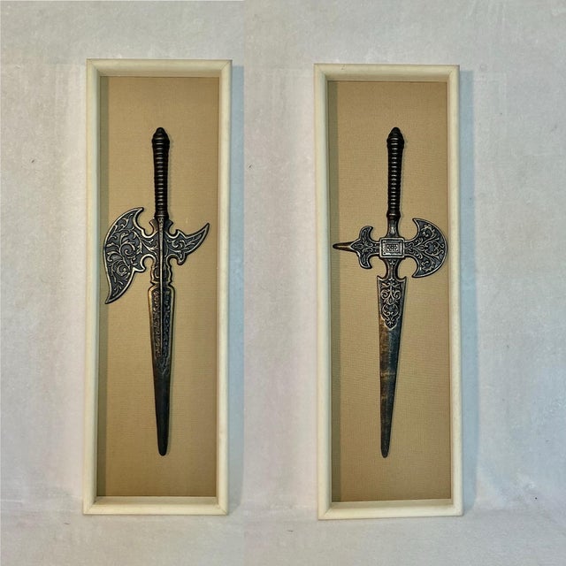 Vintage 1960s Decorative Wall Set Art Fantasy-Style Halberd Swords ...