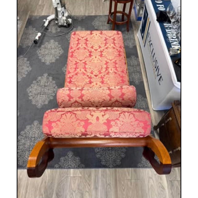 An absolute showstopper for a library, parlor, or open-concept living area. This custom late-20th-century artisan chaise...