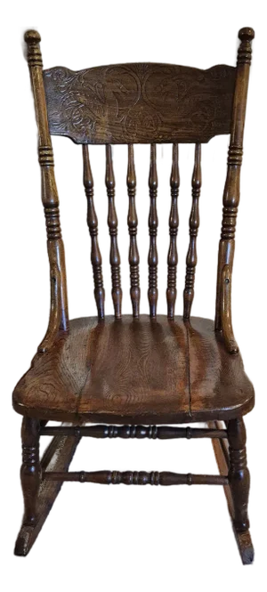 Antique Pressed Back Oak Rocking Chair