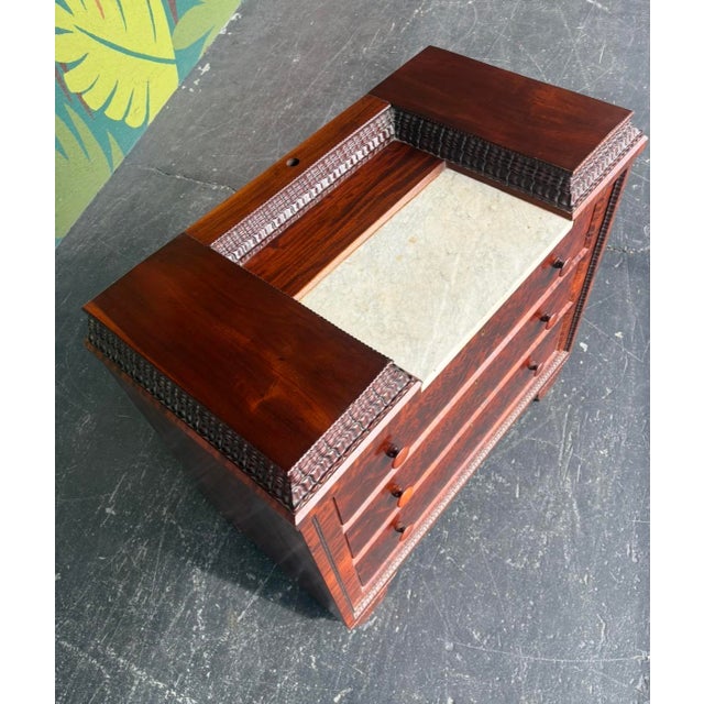 Late 19th Century Antique 19th Century Flame Mahogany Marble-Topped Chest For Sale - Image 5 of 16