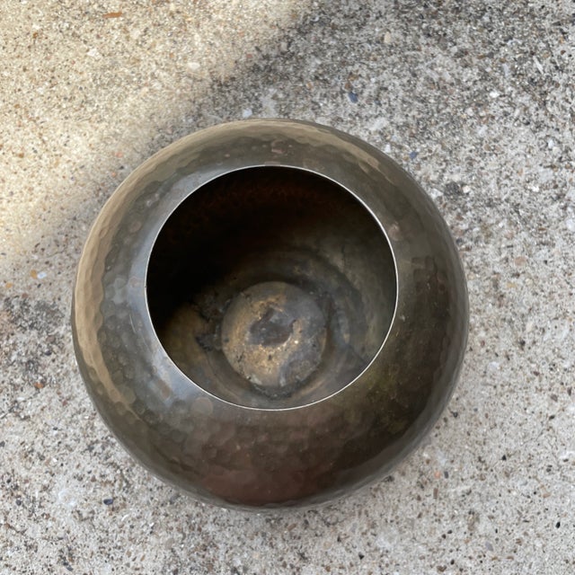 Hammered 6” Brass Bowl Vase For Sale - Image 4 of 7
