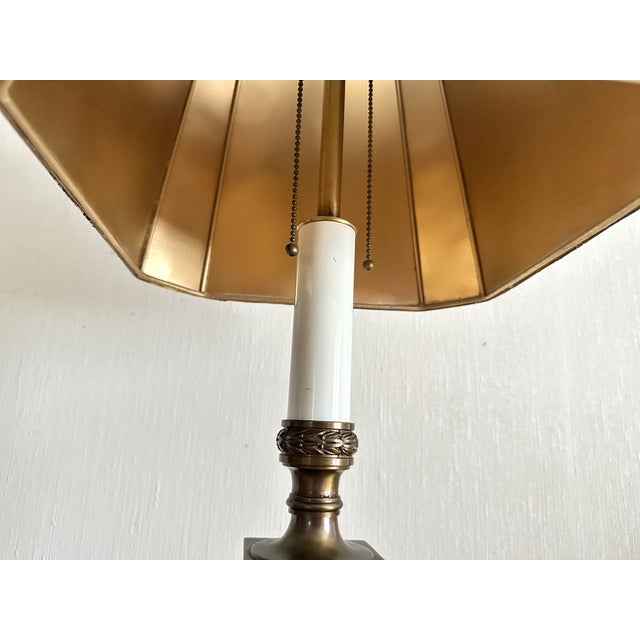 Vintage Black Marble Lamp With Toile Fabric Shade For Sale - Image 12 of 12