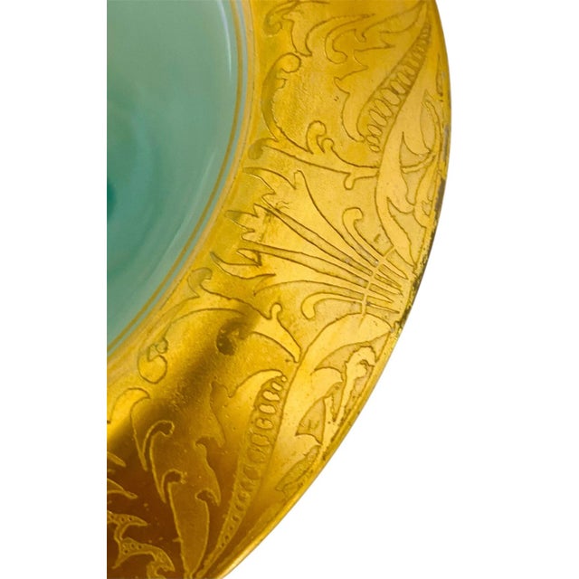 Glass 1940s Art Deco Green Glass Mayonnaise Bowl With Serving Spoon For Sale - Image 7 of 7