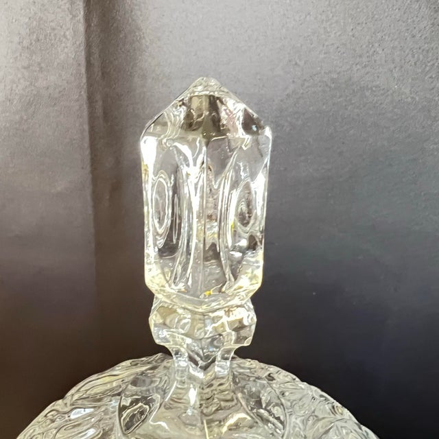 Glass Antique American Brilliant Cut Glass Lidded Jar Hobstar Pedestal For Sale - Image 7 of 12