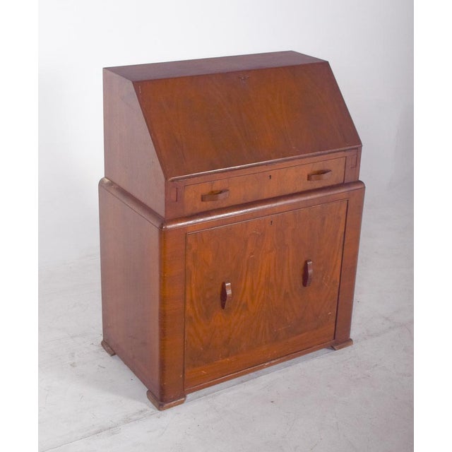 Vintage Art Deco Desk with Bench in Walnut, 1920s For Sale - Image 11 of 13