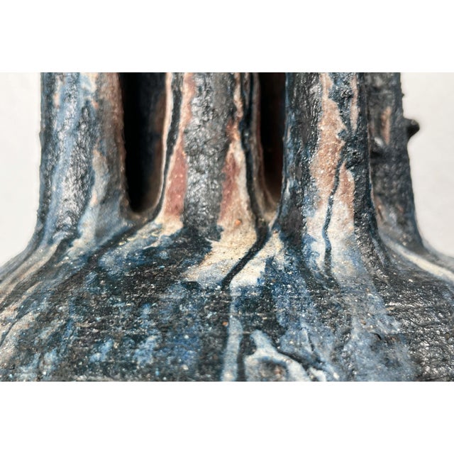 Large Mid-Century Modern Brutalist German Studio Pottery Chimney Vase from Gerhard Liebenthron, 1974 For Sale - Image 16 of 18