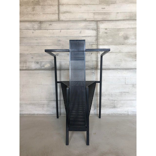 Vintage Sculptural Occasional Chair in Black Steel and Perforated Metal, 1980s For Sale - Image 6 of 12