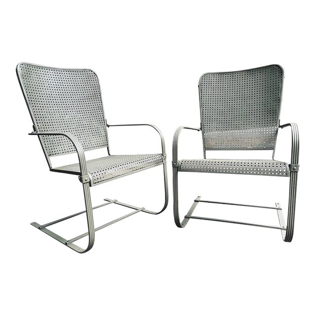 Mid 20th Century Modern Iron Porch Rockers - A Pair For Sale