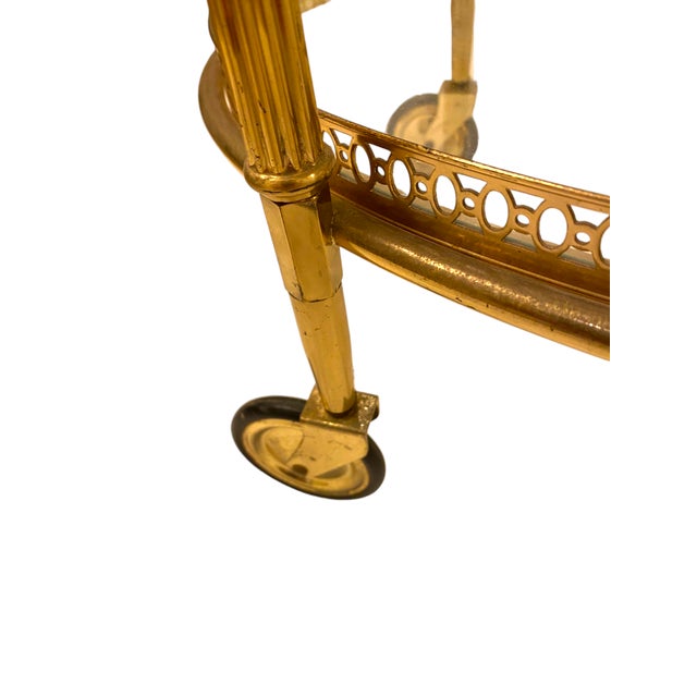 Maison Jansen Attributed Brass Bar Cart Vintage French Mid-Century Modern Hollywood Regency For Sale - Image 12 of 13