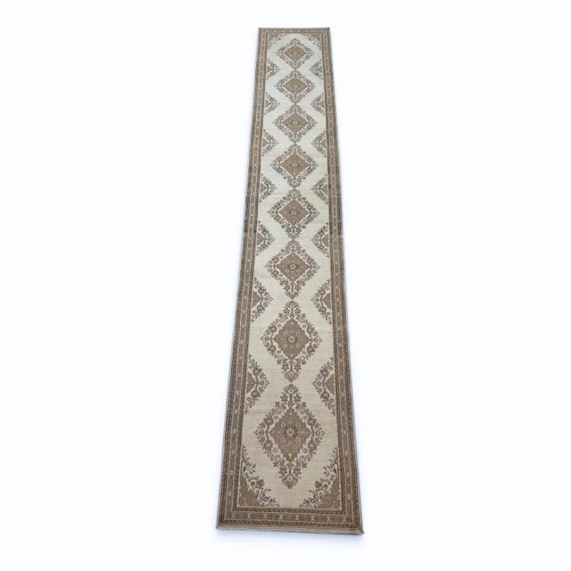 Vintage Hereke Runner | Floral Medallions | 3x15 For Sale - Image 4 of 5
