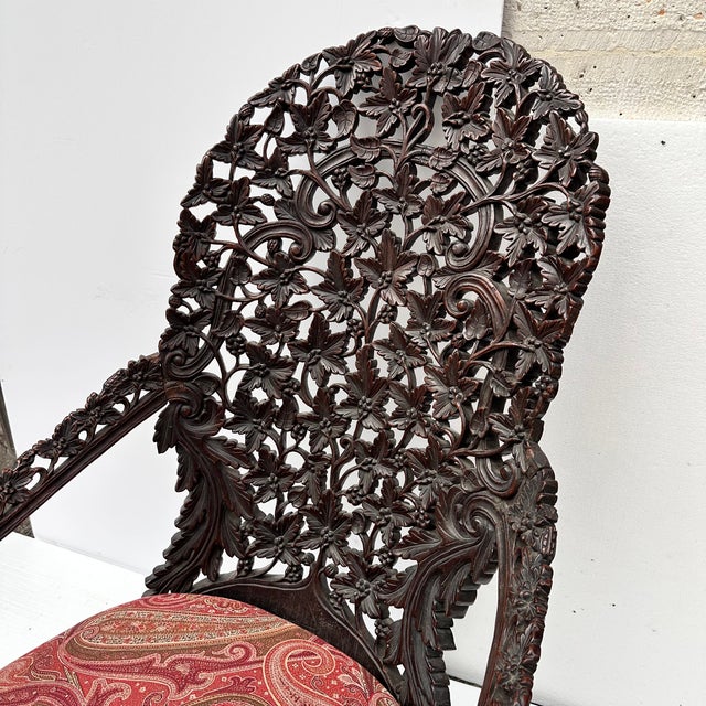 Wood Victorian Anglo-Indian Armchair in Wood, Burma / Republic of the Union of Myanmar, 1880 For Sale - Image 7 of 18