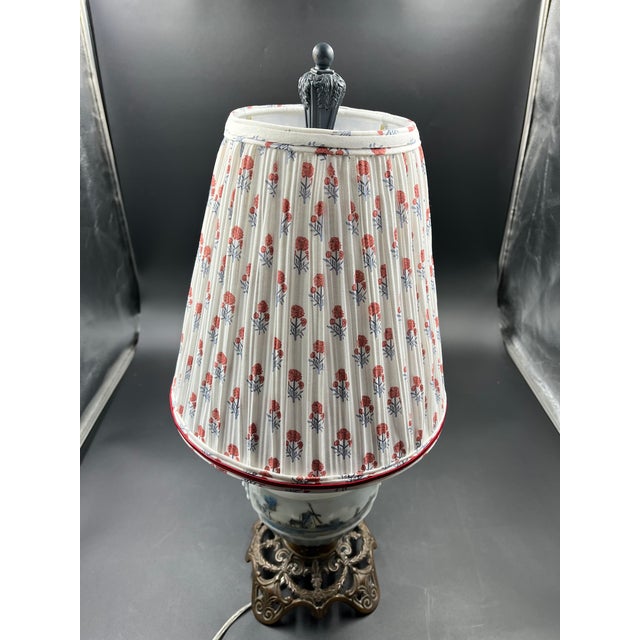 Antique Late 19th Century Delft Table Lamp With Shade Chairish