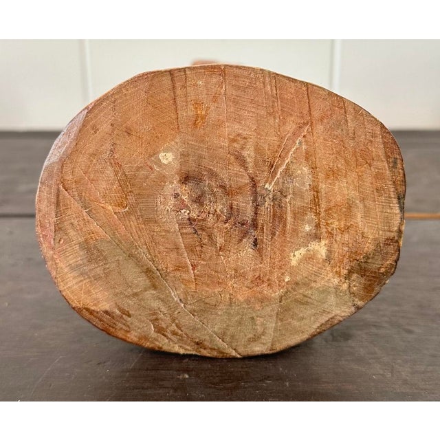 Wood Late 20th Century Vintage Boho Hand Carved Wood Skull in Hand Sculpture For Sale - Image 7 of 7