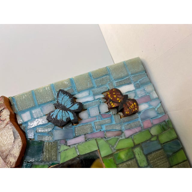 Vintage Original Mosaic Painted Cat Mirror For Sale - Image 9 of 9