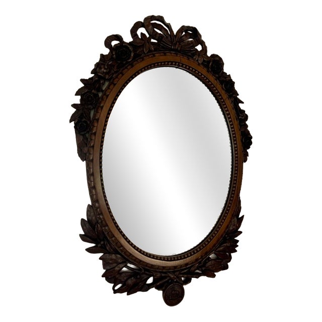 Antique Carved Oak Wall Mirror, 1860s For Sale