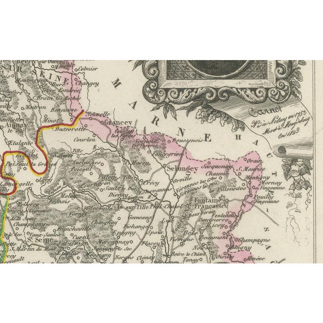 Map of Côte-Dor France with Dijon and Burgundy Wine Region, 1800s For Sale - Image 6 of 10