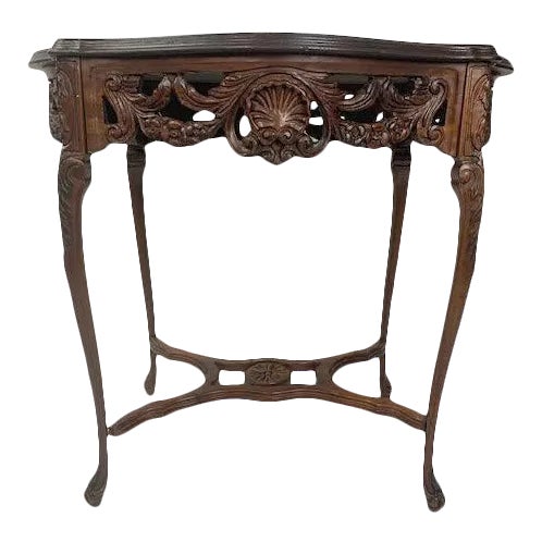 Mid 20th Century French Carved Style Mahogany Table For Sale