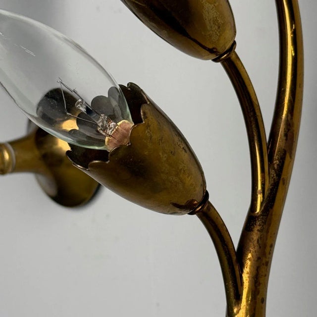 Gio Ponti Attr., Italian Mid-Century Modern, Wall Sconces, Brass, Flower Shape For Sale - Image 10 of 11