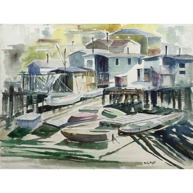 Light Gray 'Industrial Landscape' by Wesley Wright, Mid-Century American Modernist For Sale - Image 8 of 9