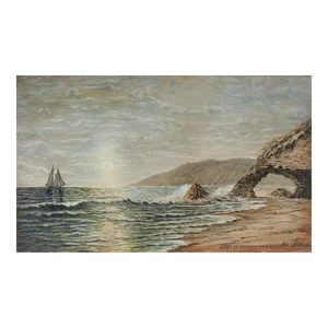 Antique 1903 California Coast Watercolor Painting