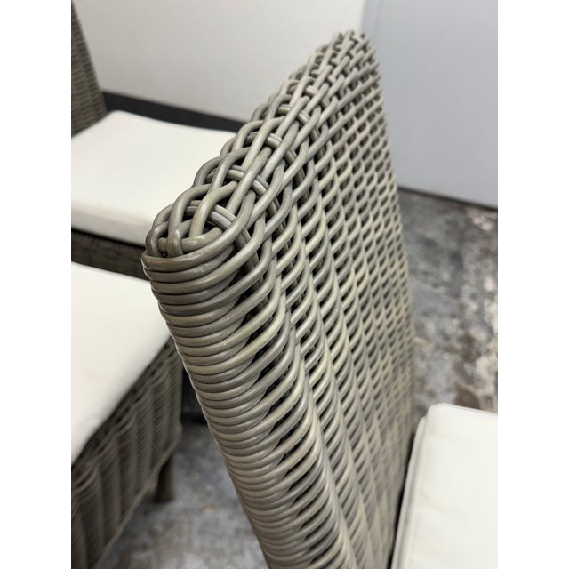 Off-white Pottery Barn Huntington Outdoor Dining Chairs + Cushion Covers, Set of Four For Sale - Image 8 of 12