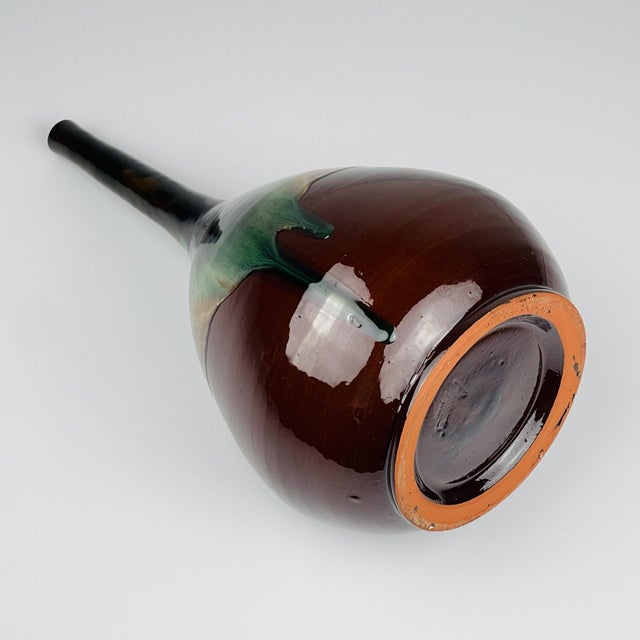 Vintage Brown Ceramic Vase by Piqueres, 1970s For Sale - Image 10 of 11