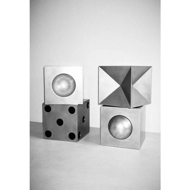 Metal Alea Decorative Small Object 2 in Brushed Stainless Steel by Valeria Vasi For Sale - Image 7 of 12