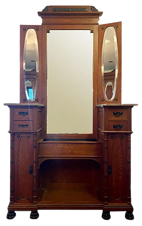 Art Deco Dressing Table with Mirror and Drawers, 1920s | Chairish