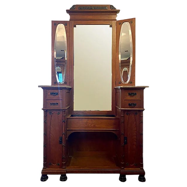 Art Deco Dressing Table with Mirror and Drawers, 1920s For Sale