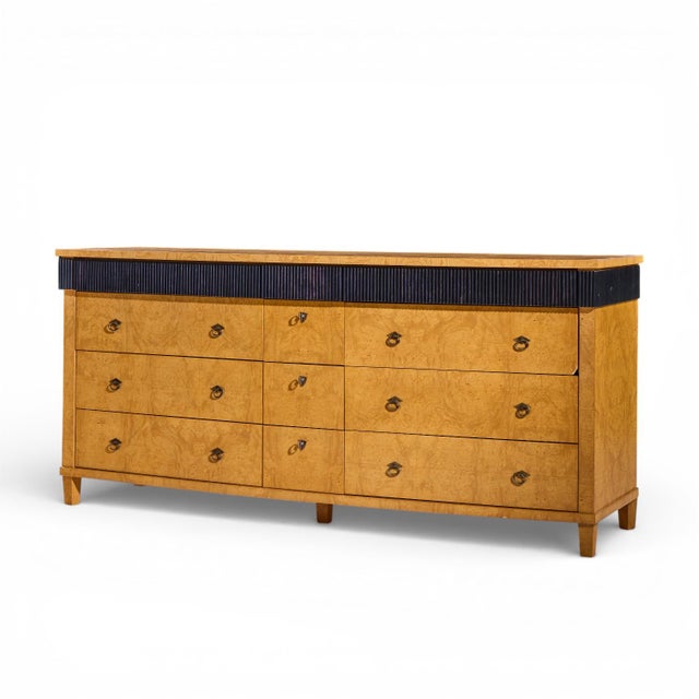 Biedermeier Baker Furniture Biedermeier Style Burlwood Lowboy Dresser For Sale - Image 3 of 8