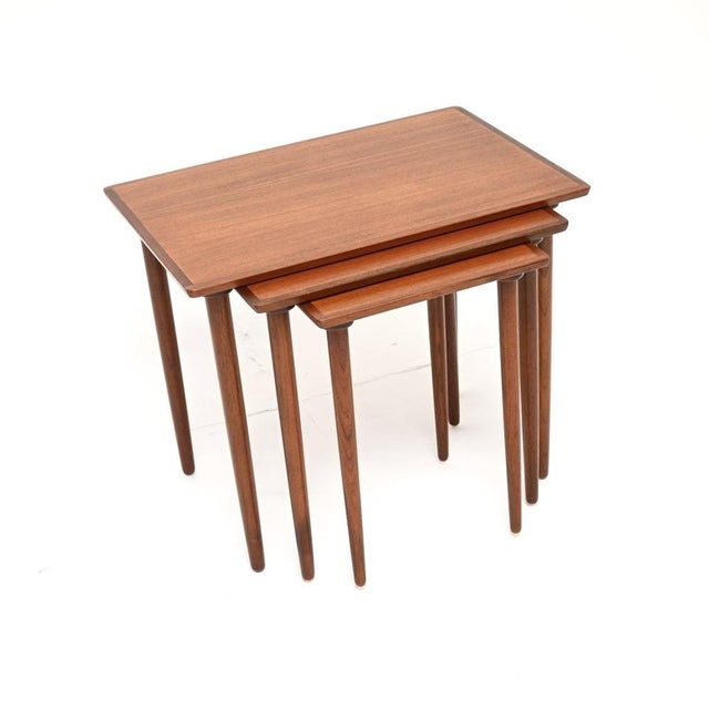 Vintage Danish Teak Nesting Tables attributed to H.W. Klein for Bramin, 1960s, Set of 3 For Sale - Image 4 of 10