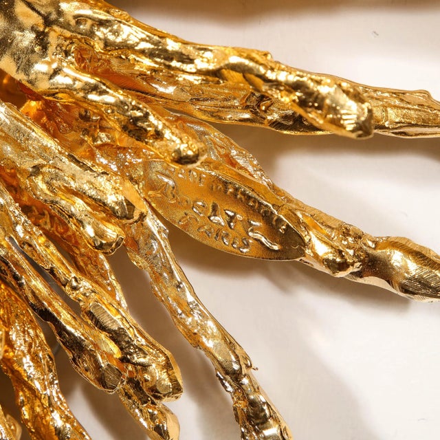 Modern Modernist 24 Karat Gold & Exploded Starburst Sconce W/ Quartz by Claude Boeltz For Sale - Image 3 of 12